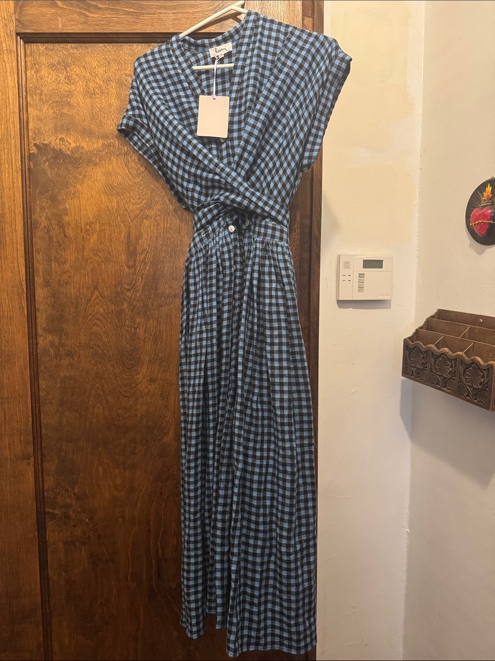 Blue Gingham Wrap Maxi Dress, Marina dress by Huinui